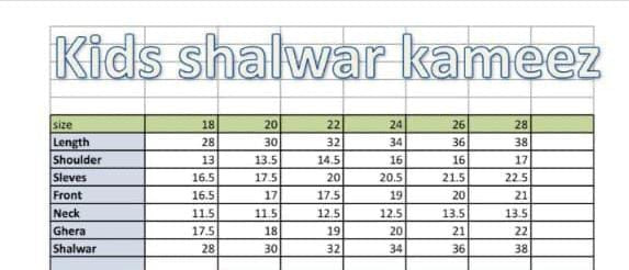 Size chart