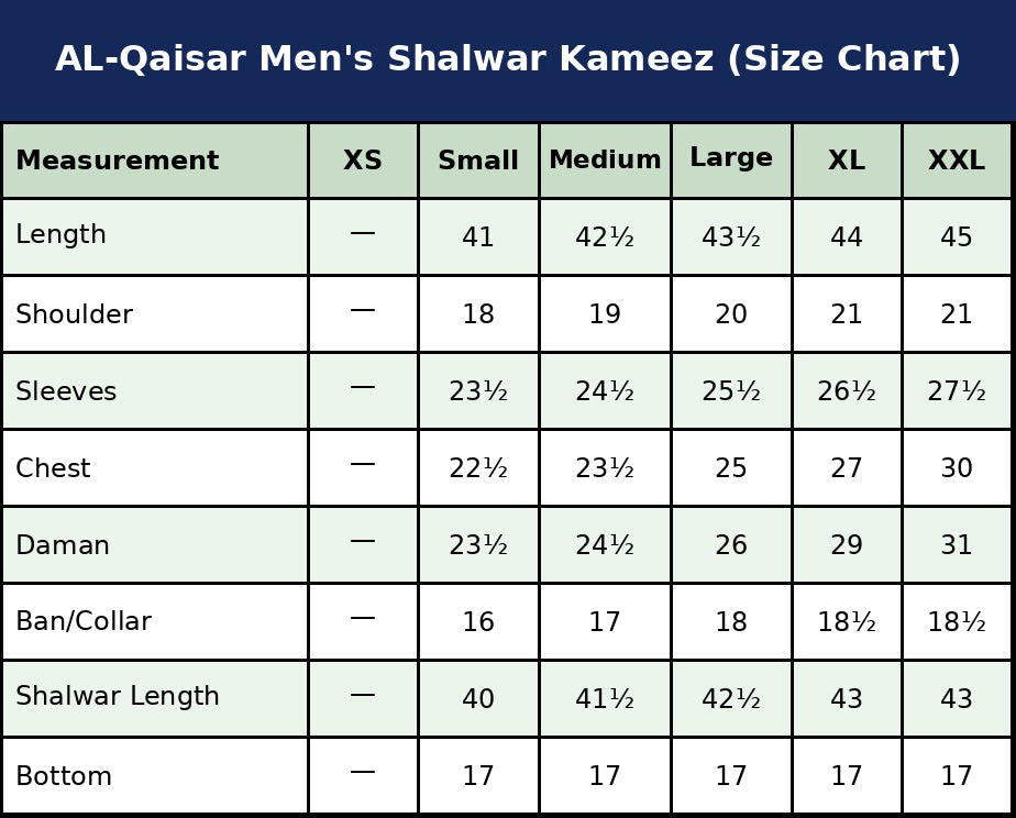 Size chart