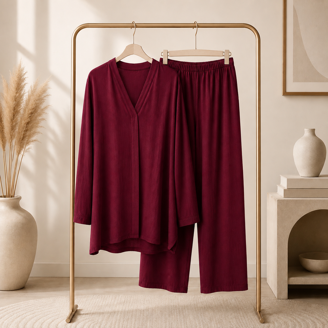 V Neck Viscose Coord Set One Size 8-16