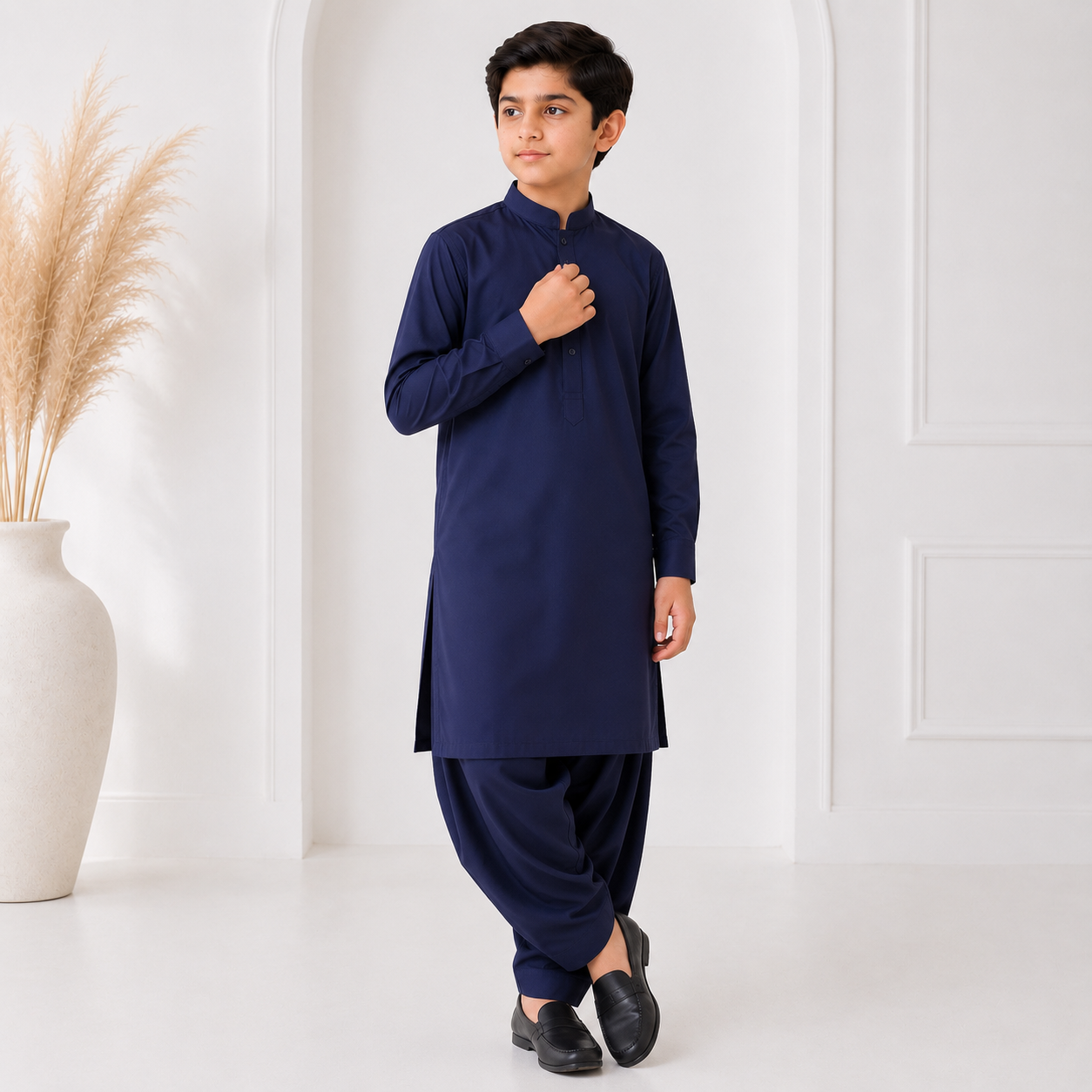 Boys Navy Blue Kameez Shalwar