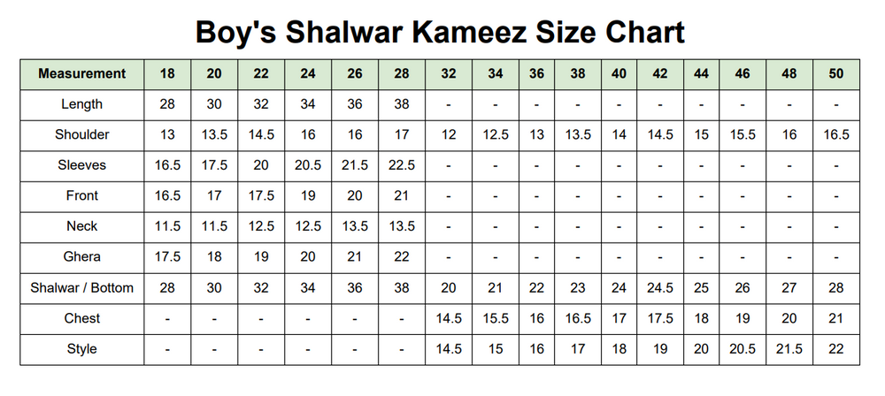 Size chart