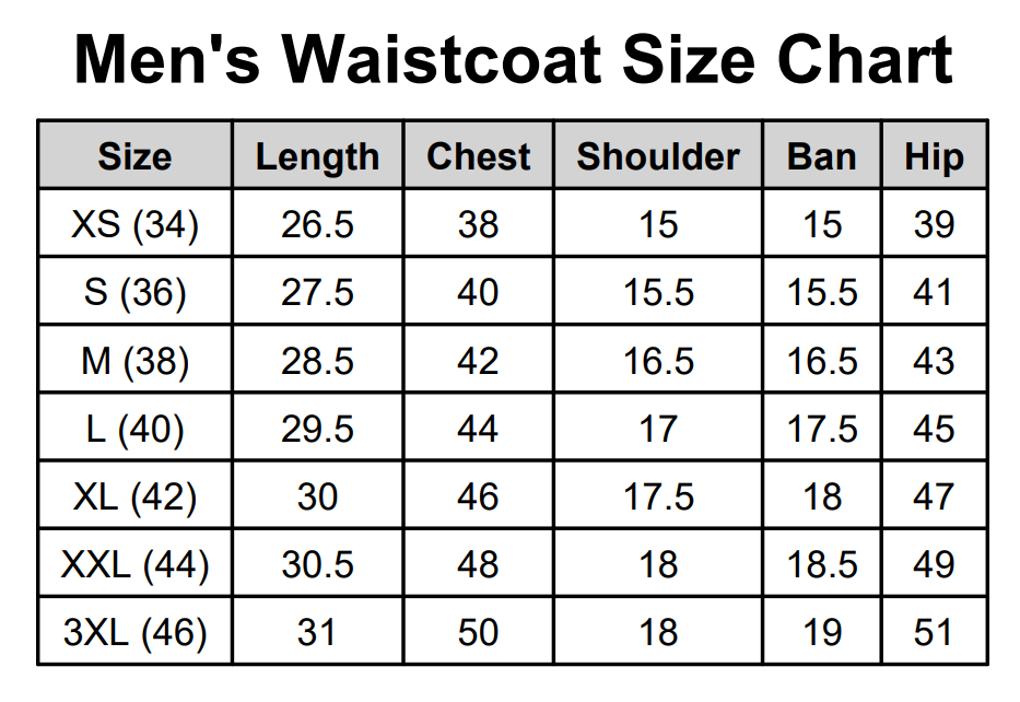 Size chart